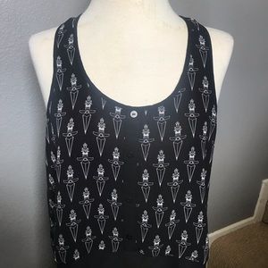 Goth heart dagger chiffon tank top. High low tback